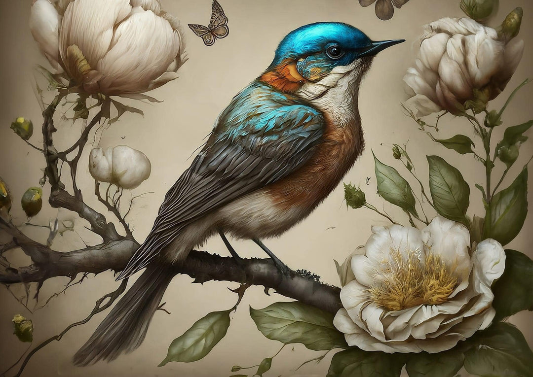 Sweet bird in blue - Mint by Michelle decoupage papier A1