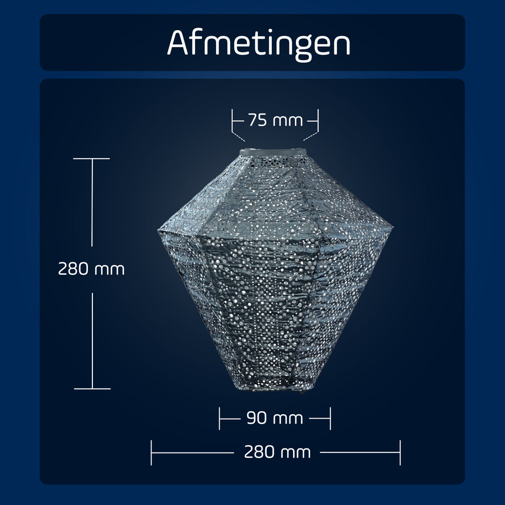 Lumiz Solar Lampion - Diamond 28cm Lace (Grijsblauw))
