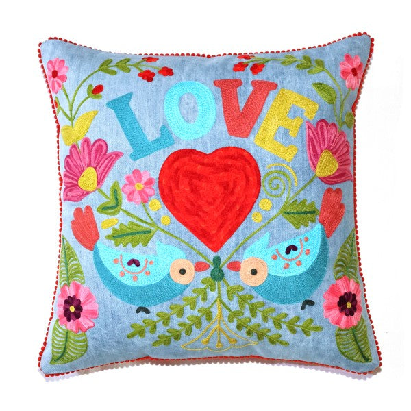 Only Natural kussen "Love birds" 45x45cm