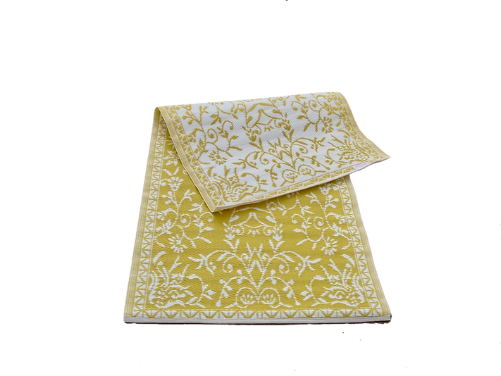 Buiten vloerkleed 120 x 180 cm - okergeel/ivory