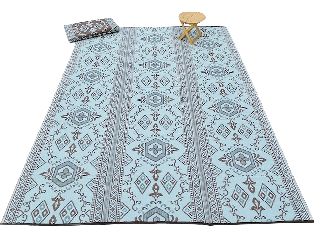 Outdoor-Teppich 270 x 360 cm – Blau/Weiß