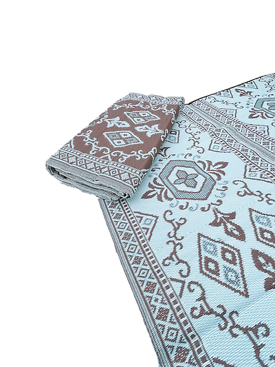 Outdoor-Teppich 270 x 360 cm – Blau/Weiß