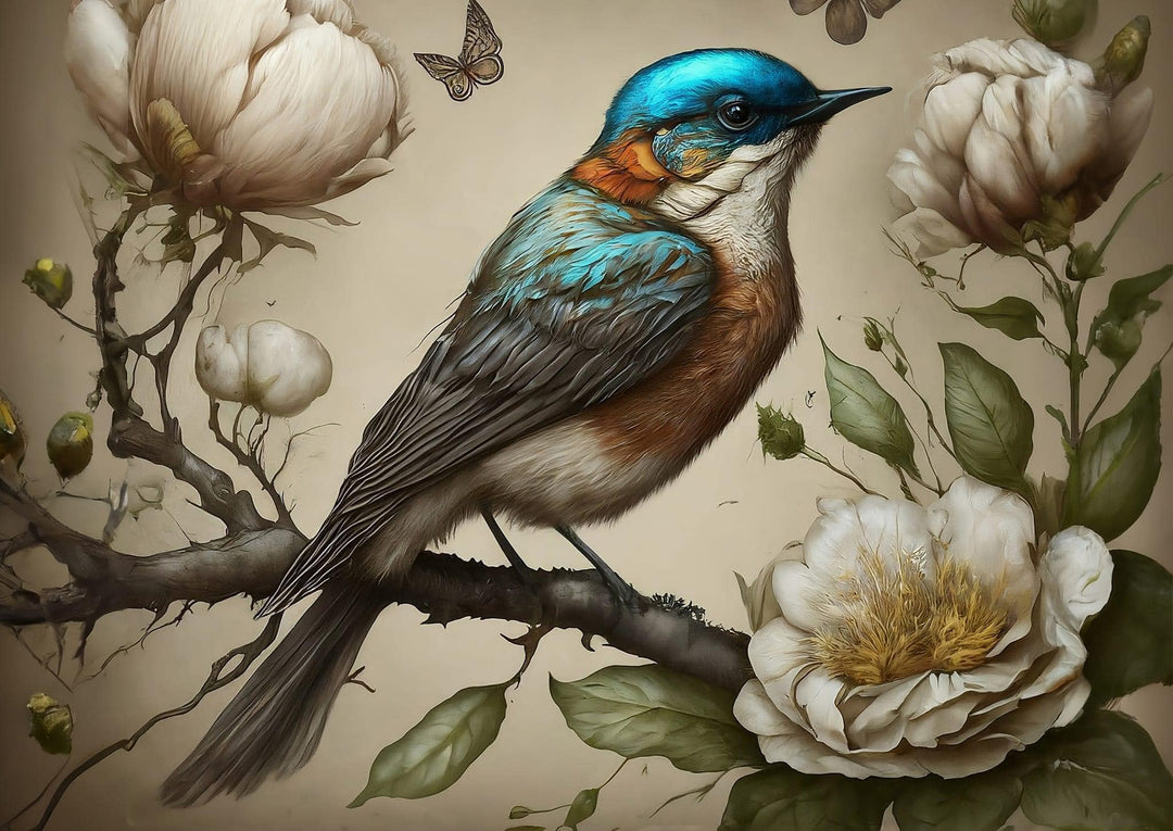 Sweet bird in blue - Mint by Michelle decoupage papier