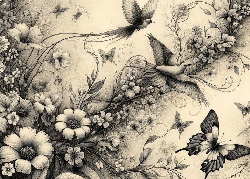 Botanical in Black & White - Mint by Michelle decoupage papier