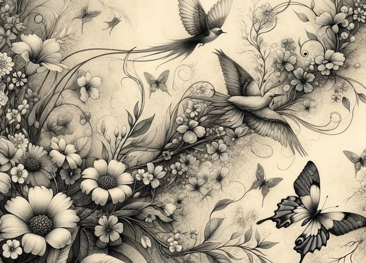 Botanical in Black & White - Mint by Michelle decoupage papier