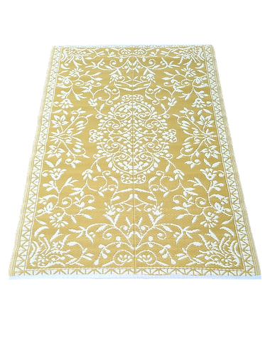 Outdoor-Teppich 120 x 180 cm – Olivgrün/Orange