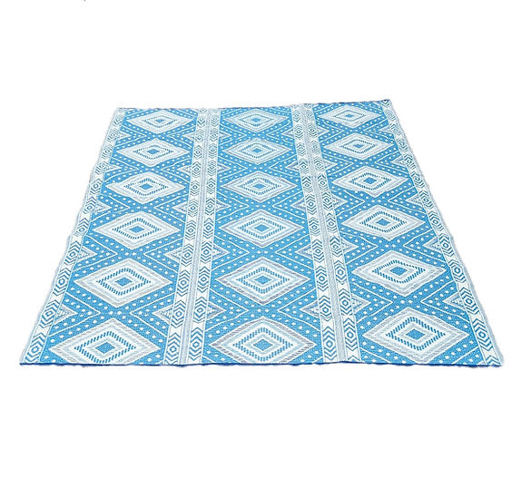 Buiten vloerkleed 270 x 360 - Blauw/wit