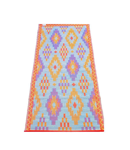 Buiten vloerkleed 90 x 180 cm - oranje ruit