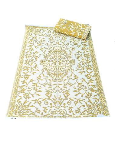 Outdoor-Teppich 120 x 180 cm – Olivgrün/Orange