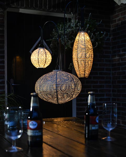 Lumiz Solar Lampion - Ovaal 40cm Ikat (Goud)