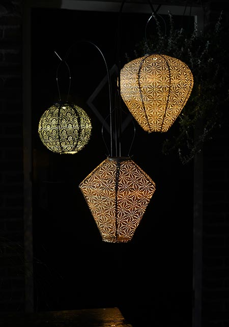 Lumiz Solar Lampion - Diamond 28cm Sashiko (Goud)