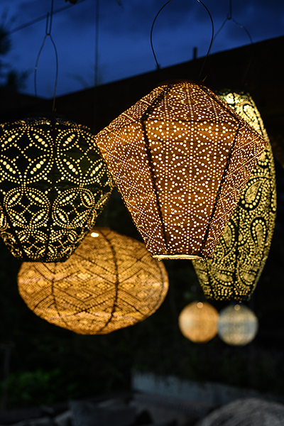 Lumiz Solar Lampion - Ovaal 40cm Ikat (Goud)