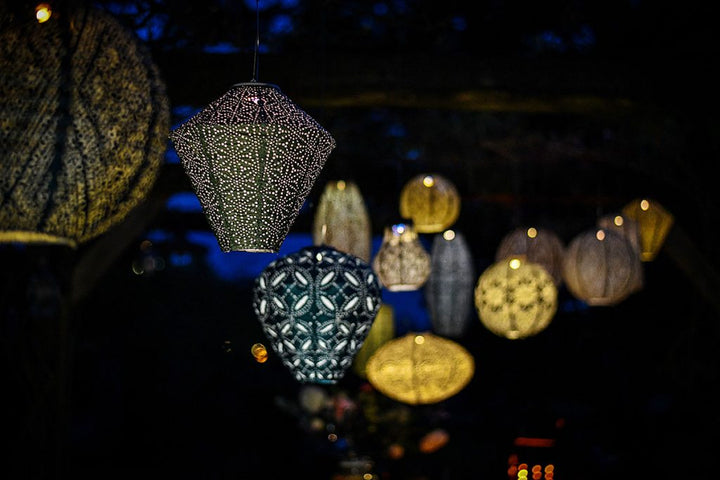 Lumiz Solar Lampion - Ovaal 40cm Ikat (Goud)