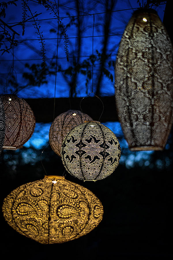 Lumiz Solar Lampion - Ovaal 40cm Ikat (Goud)