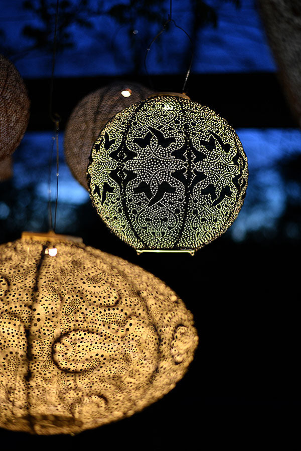 Lumiz Solar Lampion - Ovaal 40cm Ikat (Goud)