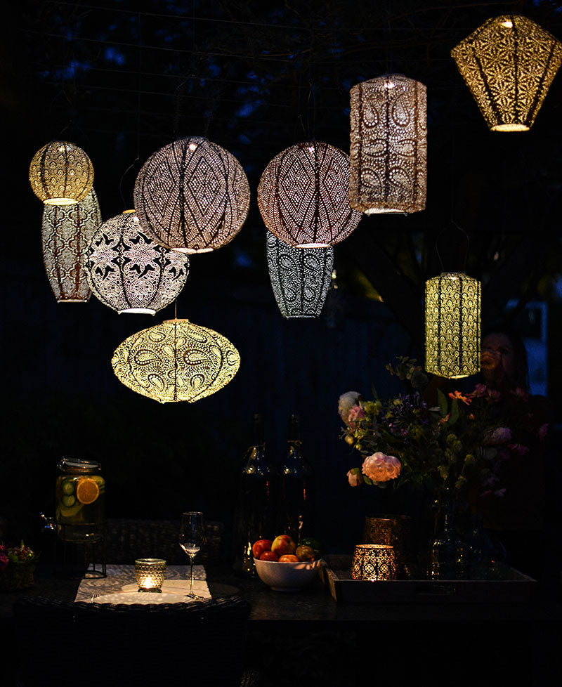 Lumiz Solar Lampion - Ovaal 40cm Ikat (Goud)