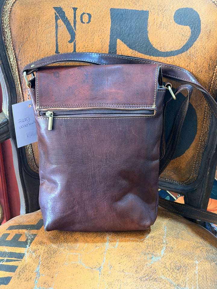 Vintage leren schoudertas – donkerbruin/bordeaux “Valencia”