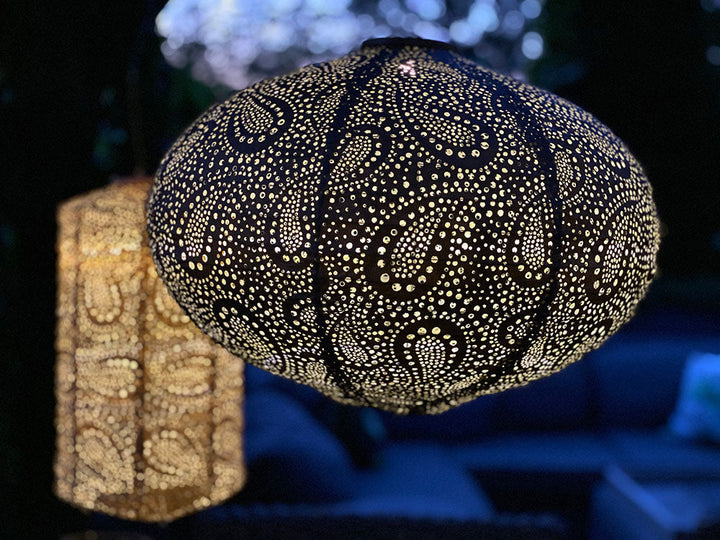 Lumiz Solar Lampion - Ovaal 40cm Ikat (Goud)