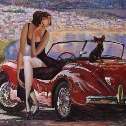Lady And The Red Car - Mint by Michelle decoupage papier
