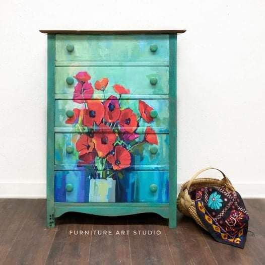 Poppies - Mint by Michelle decoupage papier A1
