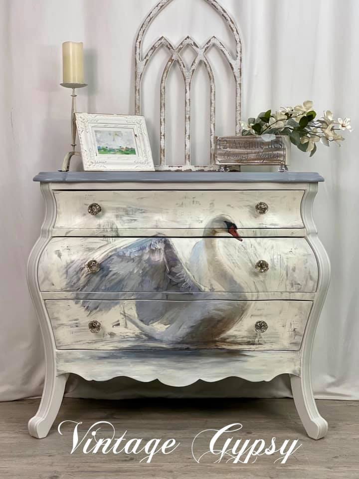 White Swan REVERSED - Mint by Michelle decoupage papier A1