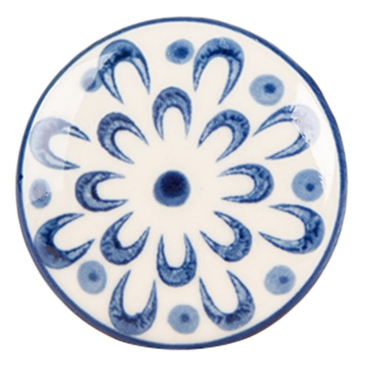 Kastknop blauw/gebroken wit Keramiek Clayre & Eef