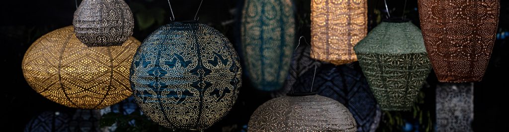Lumiz Solar Lampion - Ovaal 40cm Ikat (Goud)