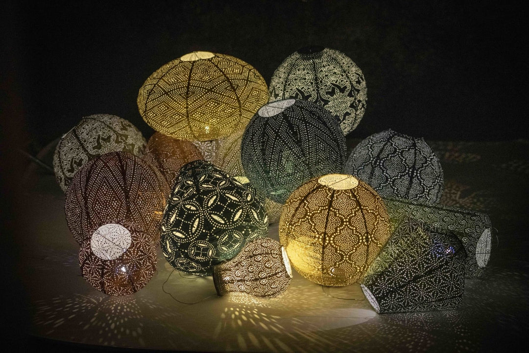 Lumiz Solar Lampion - Ovaal 40cm Ikat (Goud)