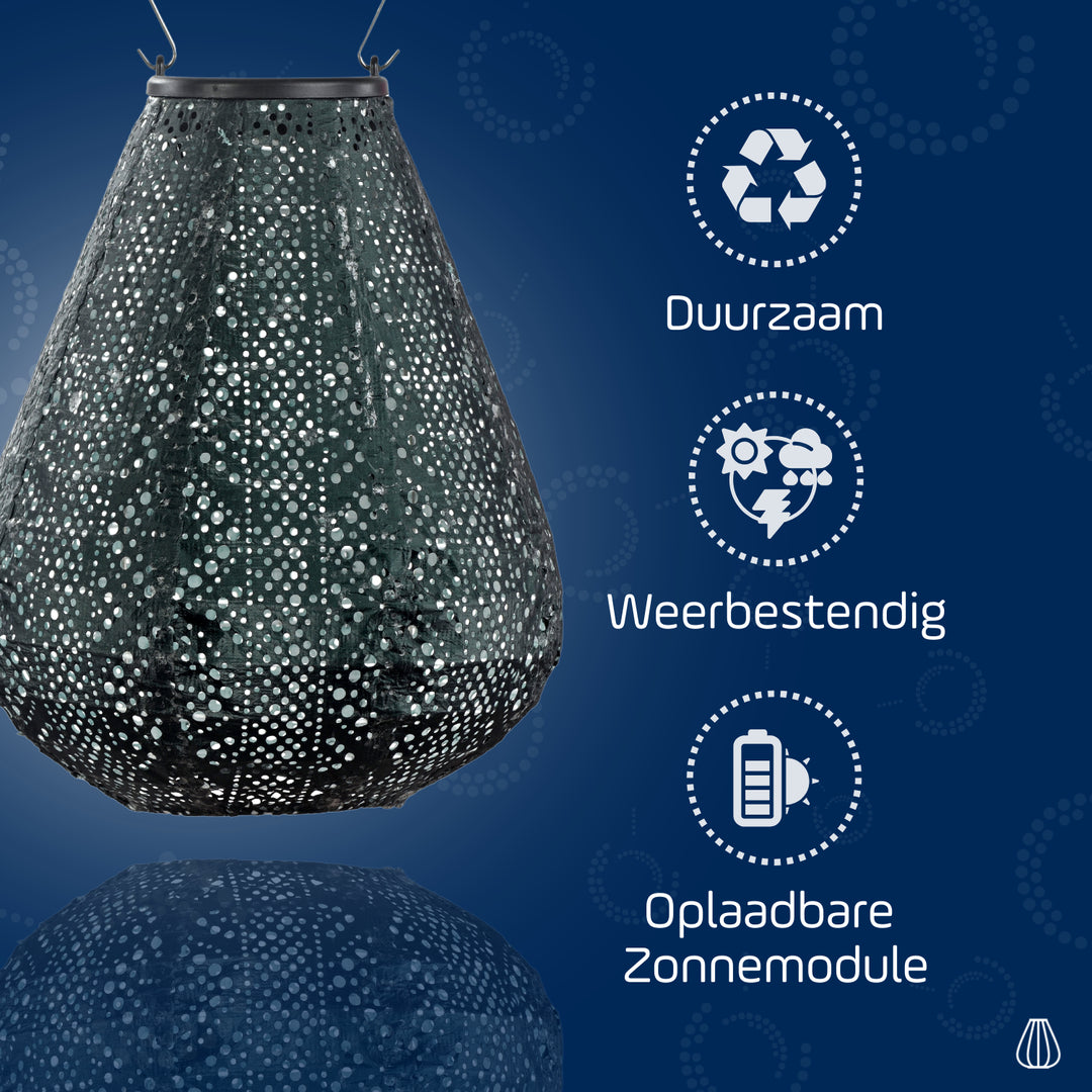 Lumiz Solar Lampion - Tulip 20cm Lace (Groen)