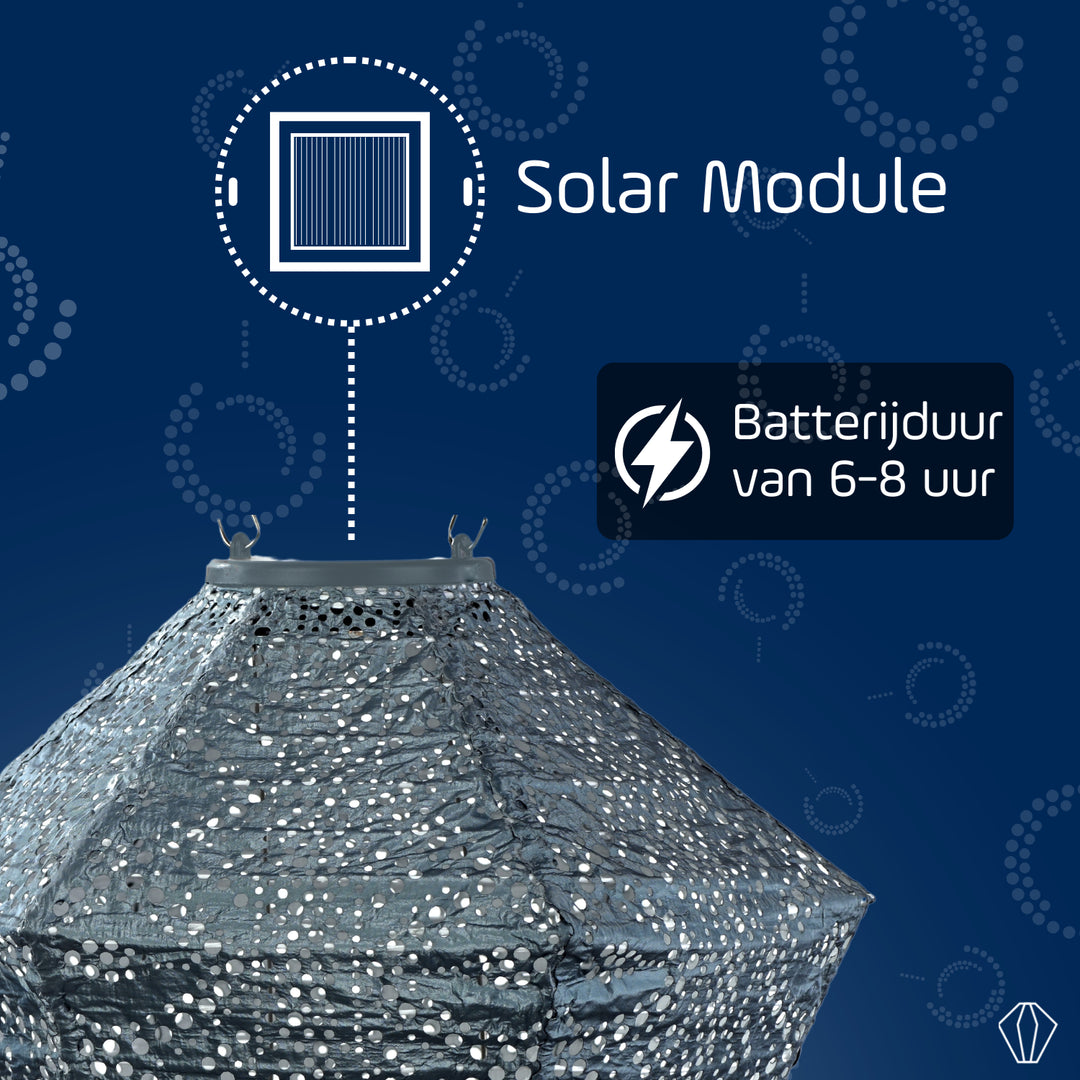 Lumiz Solar Lampion - Diamond 28cm Lace (Grijsblauw))