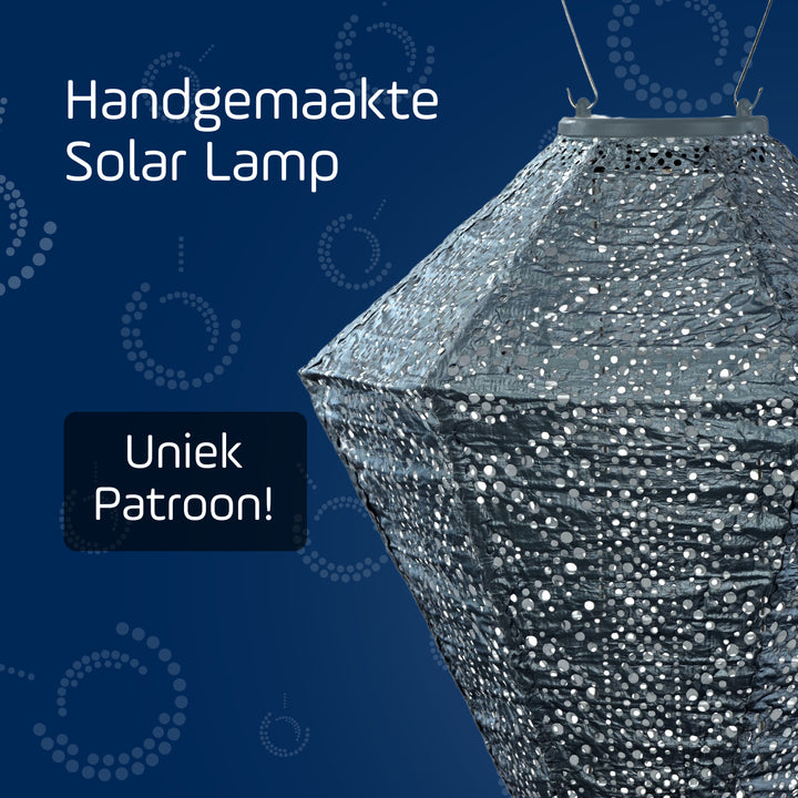 Lumiz Solar Lampion - Diamond 28cm Lace (Grijsblauw))