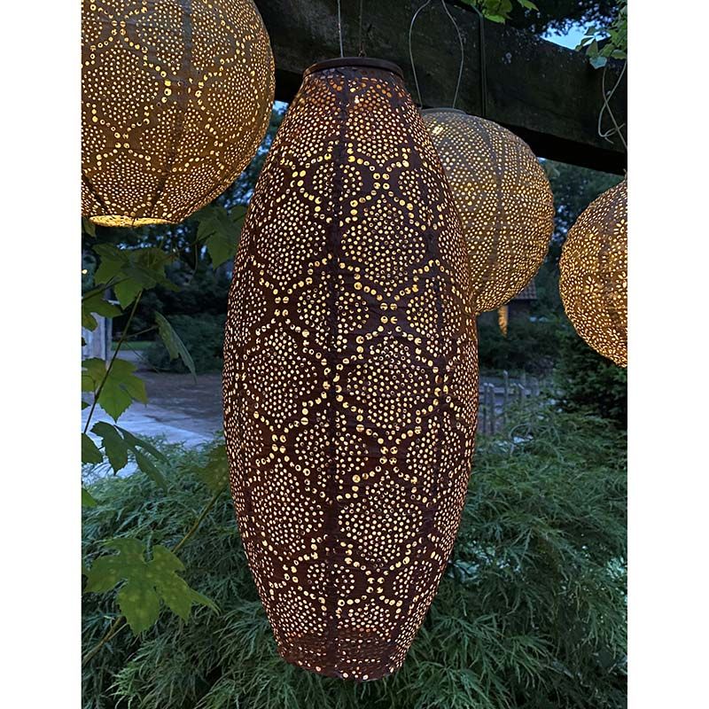 Lumiz Solar Lampion - Ovaal 40cm Ikat (Goud)