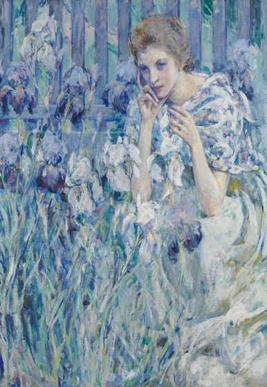 Woman With Irises - Mint by Michelle decoupage papier